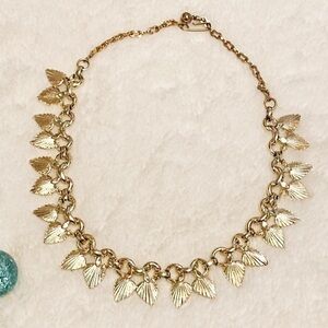 Vintage palm leaf gold necklace